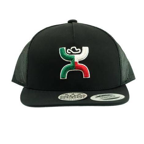 Hooey Boquillas Black and Black Mesh 5 Panel Trucker Youth Cap with Red Green Logo 